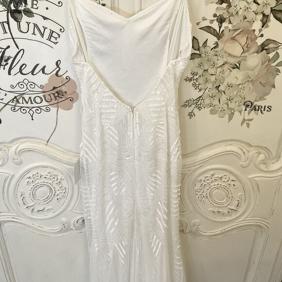Lulus Radiant Presence Dress Women's S White Maxi Wedding Sequin Backless NWT - Picture 12 of 14
